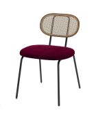 2 Chaises en rotin et velours  Gabrielle bordeaux - 59x48.5x78 cm