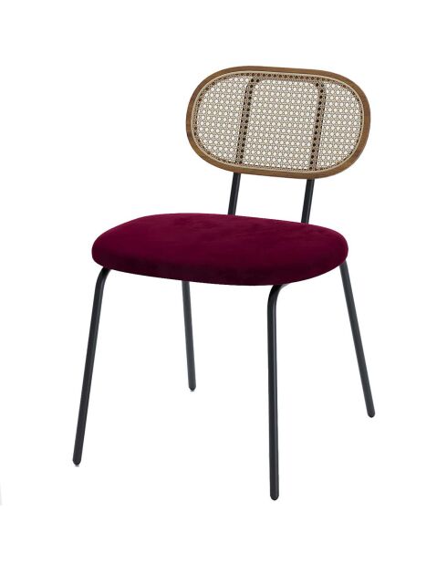 2 Chaises en rotin et velours  Gabrielle bordeaux - 59x48.5x78 cm