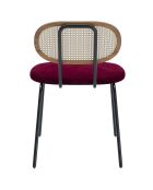 2 Chaises en rotin et velours  Gabrielle bordeaux - 59x48.5x78 cm