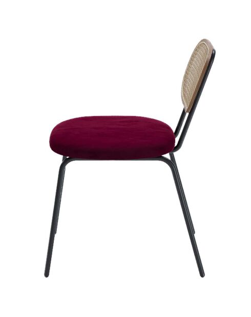 2 Chaises en rotin et velours  Gabrielle bordeaux - 59x48.5x78 cm