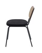 2 Chaises en rotin et velours Gabrielle noires - 59x48.5x78 cm