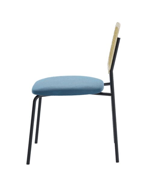 2 Chaises en rotin et velours Juna bleues - 50.5x45.5x82.5 cm