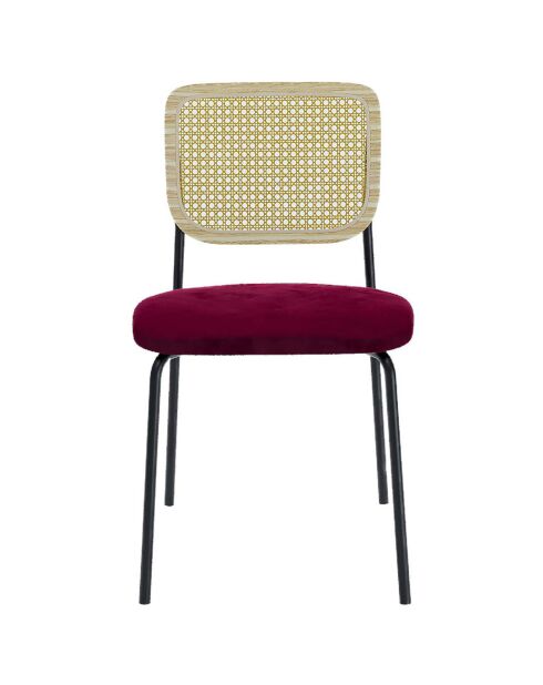 2 Chaises en rotin et velours Juna bordeaux - 50.5x45.5x82.5 cm