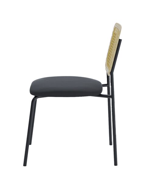 2 Chaises en rotin et velours Juna noires - 50.5x45.5x82.5 cm