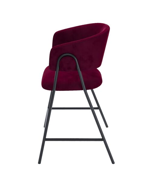 2 Tabourets de bar avec dossier, velours Bonnie bordeaux - 50.5x52.5x101.5 cm