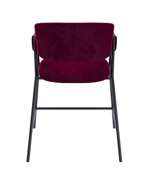 2 Tabourets de bar avec dossier, velours Bonnie bordeaux - 50.5x52.5x101.5 cm