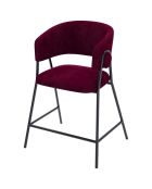 2 Tabourets de bar avec dossier, velours Bonnie bordeaux - 50.5x52.5x101.5 cm