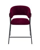 2 Tabourets de bar avec dossier, velours Bonnie bordeaux - 50.5x52.5x101.5 cm