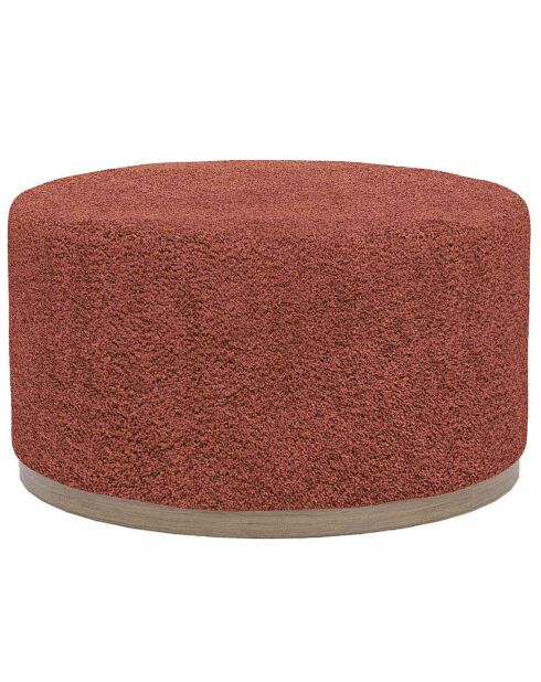 Grand pouf rond ottoman en bouclette Victor rose - 80x80x41 cm