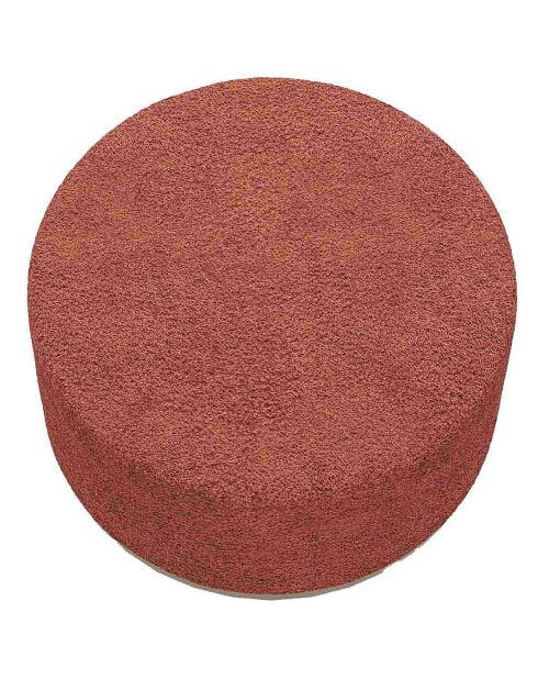 Grand pouf rond ottoman en bouclette Victor rose - 80x80x41 cm