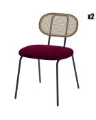 2 Chaises en rotin et velours  Gabrielle bordeaux - 59x48.5x78 cm