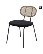 2 Chaises en rotin et velours Gabrielle noires - 59x48.5x78 cm