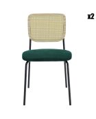 2 Chaises en rotin et velours Juna vertes - 50.5x45.5x82.5 cm