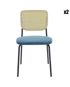 2 Chaises en rotin et velours Juna bleues - 50.5x45.5x82.5 cm