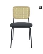 2 Chaises en rotin et velours Juna noires - 50.5x45.5x82.5 cm