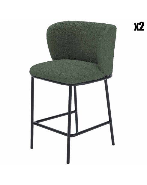 2 Tabourets de bar tissu bouclé César bouclé verts - 50.5x54.5x88 cm