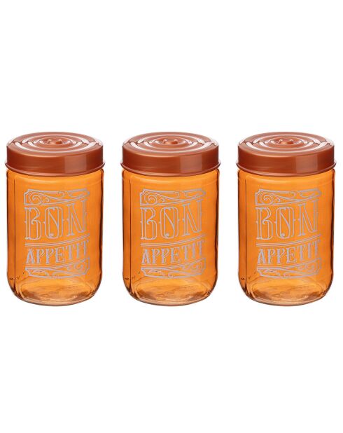 3 bocaux multicolores - 660 ml