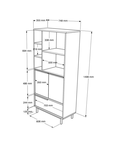 Armoire de salle de bains noyer -  74.8x161.6x35.5 cm