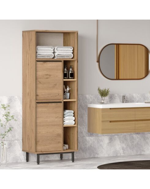 Armoire de salle de bains noyer -  74.8x161.6x35.5 cm