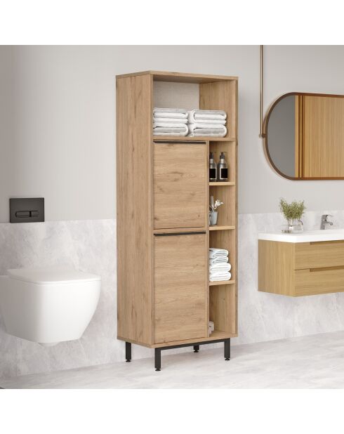 Armoire de salle de bains noyer -  74.8x161.6x35.5 cm