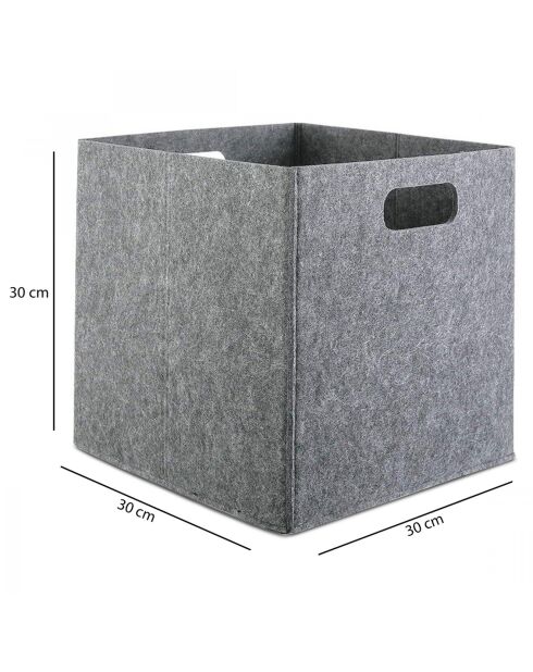 4 grijze organisatoren - 24x24x24 cm