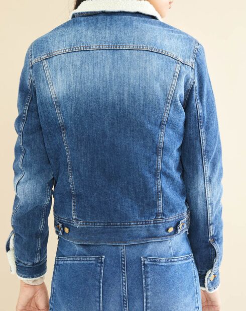 Veste fourrée en jean sherpa Barth bleue
