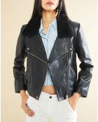 Blouson en Cuir Edna noir