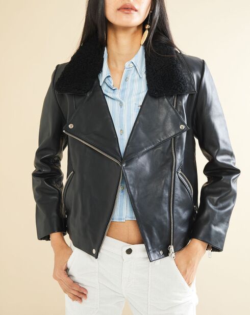 Blouson en Cuir Edna noir