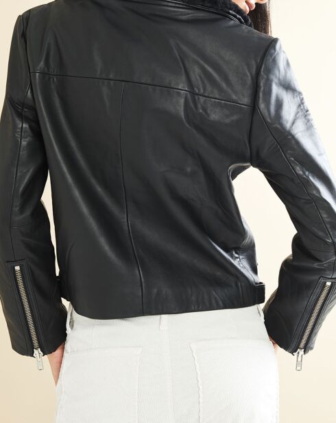 Blouson en Cuir Edna noir
