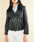 Blouson en Cuir Edna noir