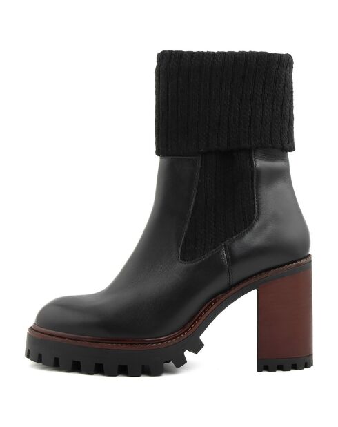 Bottines en Cuir Barbara noires - Talon 9 cm