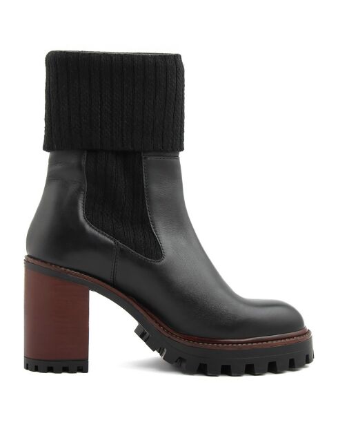 Bottines en Cuir Barbara noires - Talon 9 cm