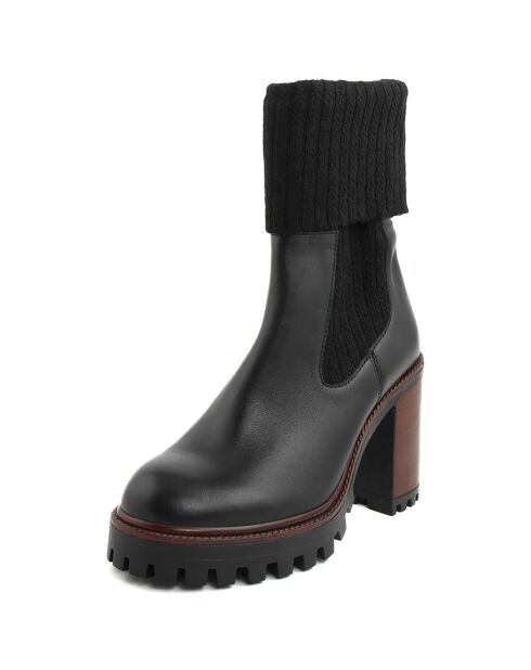 Bottines en Cuir Barbara noires - Talon 9 cm