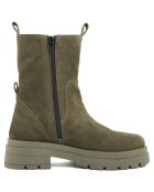 Boots en Velours de Cuir Elia kaki - Talon 5 cm