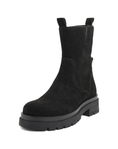 Schwarze Elia Velvet Lederstiefel - 5 cm Absatz