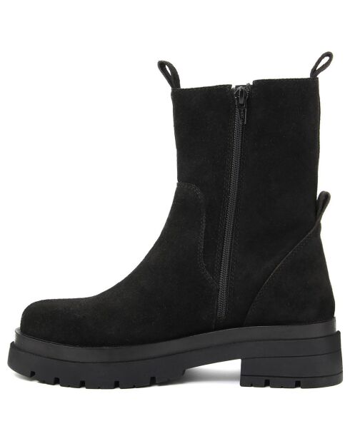 Schwarze Elia Velvet Lederstiefel - 5 cm Absatz