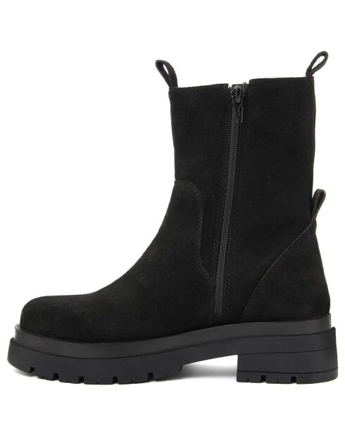 Boots en Velours de Cuir Elia noires - Talon 5 cm