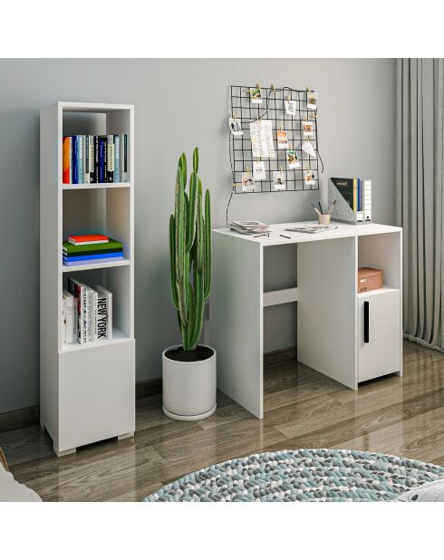 Bibliothèque Kuzey blanc - 31x136x29.6 cm