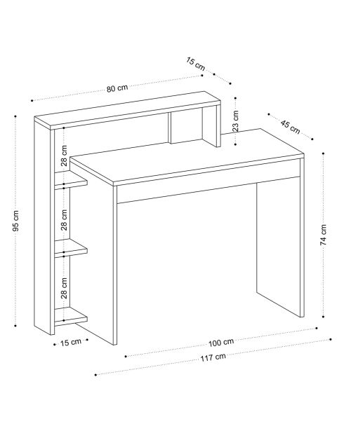 Bureau Uma chêne - 95x117x45 cm