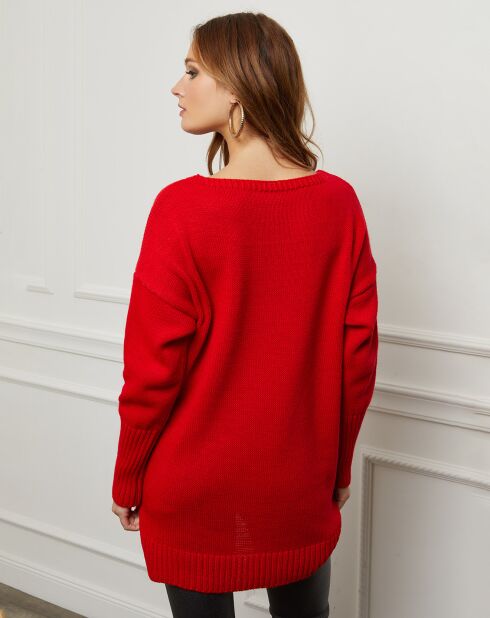 Azraroter Pullover aus Wollmischung