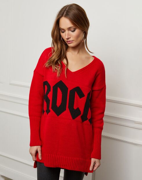 Pull en Laine mélangée Azra rouge