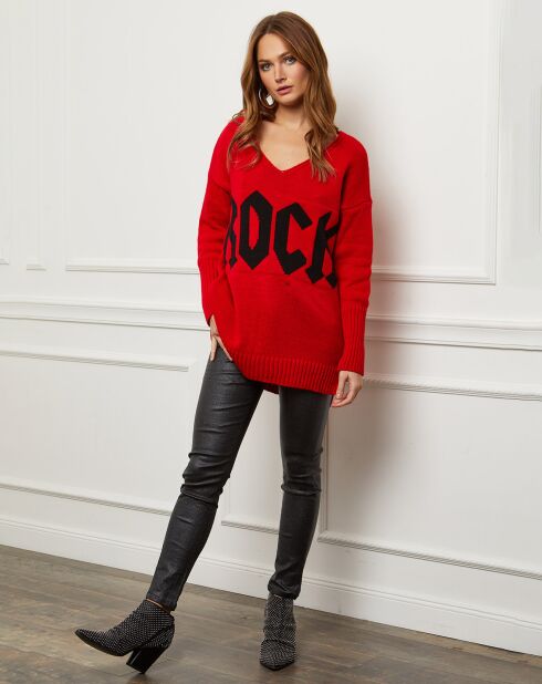 Pullover rosso Azra in misto lana