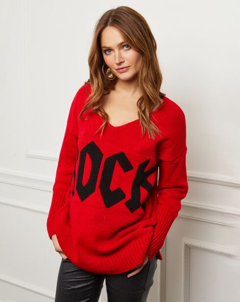 Azraroter Pullover aus Wollmischung