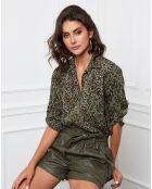 Chemise Leroy à imprimé léopard kaki