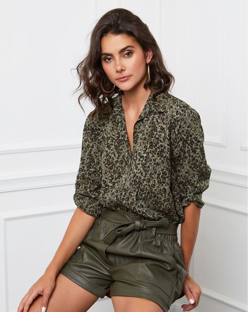 Chemise Leroy à imprimé léopard kaki
