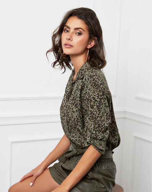 Chemise Leroy à imprimé léopard kaki
