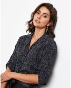 Chemise Leroy à imprimé léopard marine