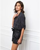 Chemise Leroy à imprimé léopard marine