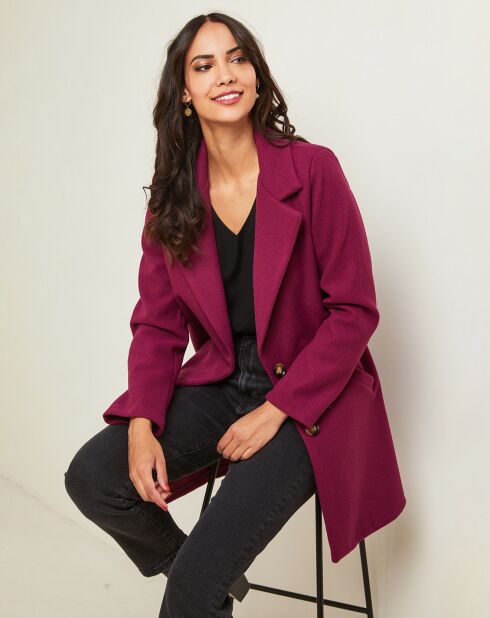 Manteau mi-long Manon prune