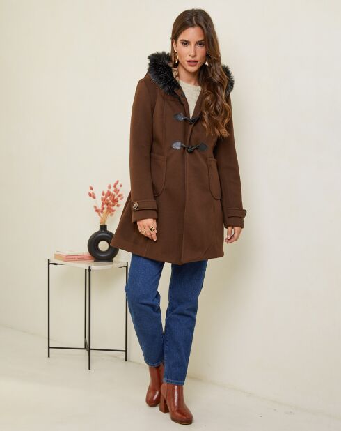 Manteau mi-long Charlotte chocolat